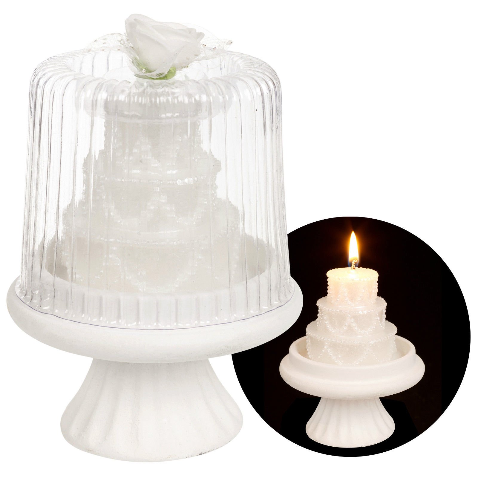 Urbnliving White 1 Tiered Wedding Cake Tea Light Candle Centrepiece