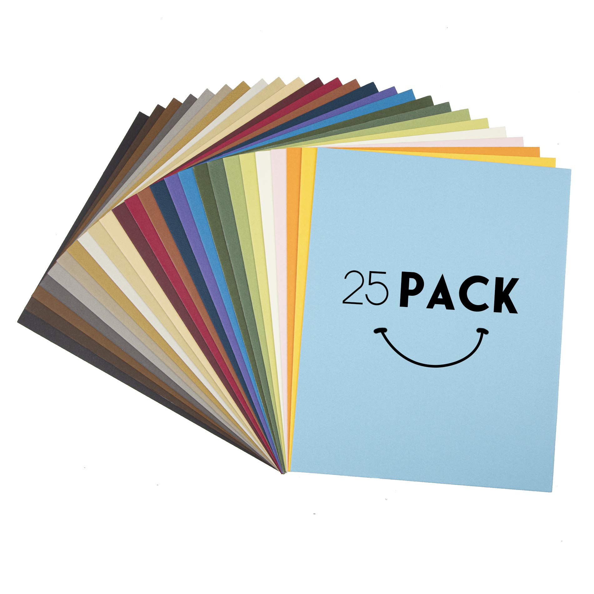 Golden State Art, Pack of 25 8x10 Multicolor Uncut Mat Boards - Great for Photos, Pictures, Frames Acid-Free, White-Core