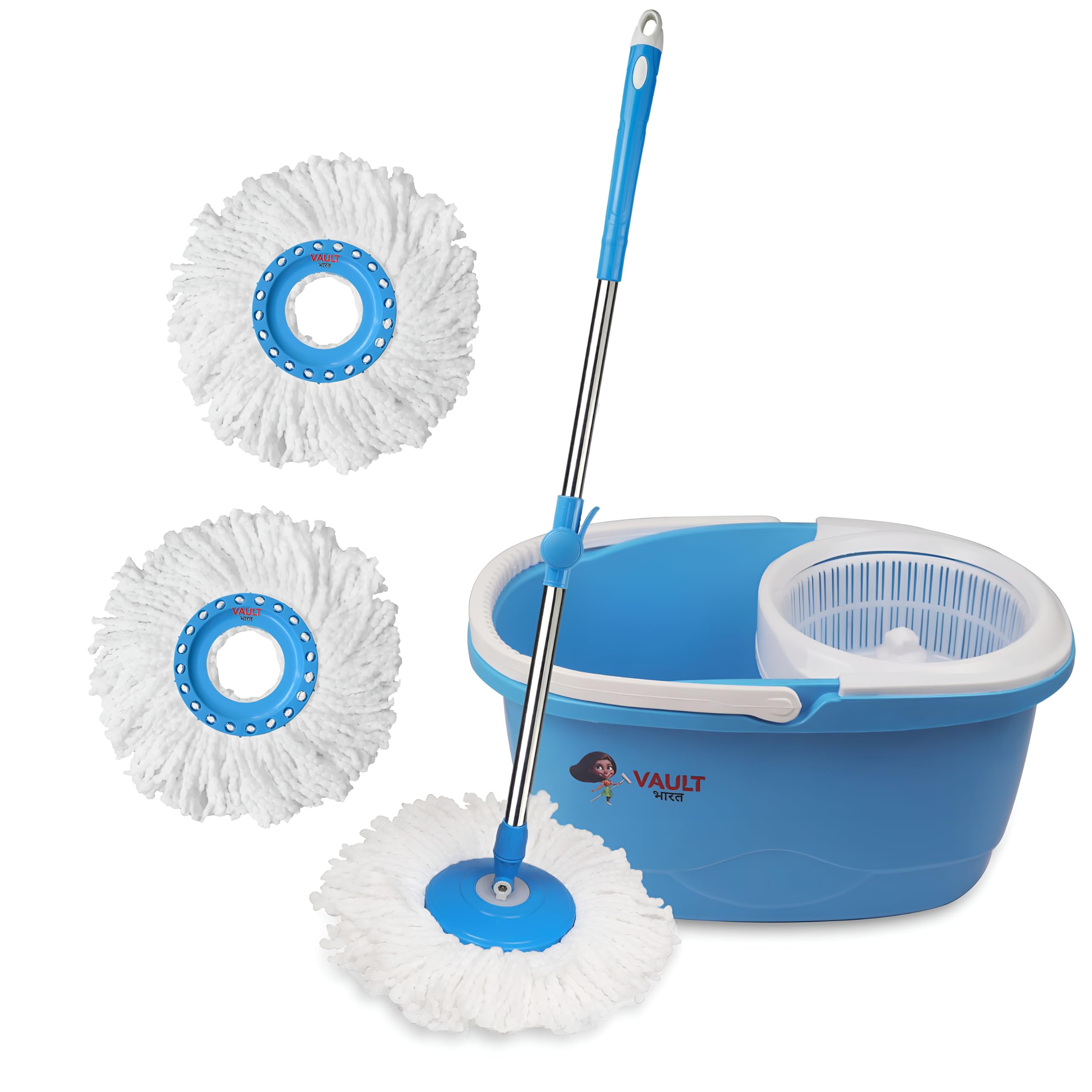 Vault Bharat ECO Spin Bucket MOP,Bucket Floor Cleaning, Floor Cleaning Mop with Bucket, pocha for Floor Cleaning, Mopping Set, Model: V51+2 (Color: Blue, Warranty: 1 Year) (B0CY8QT5Z5) Amazon Price History, Amazon Price Tracker