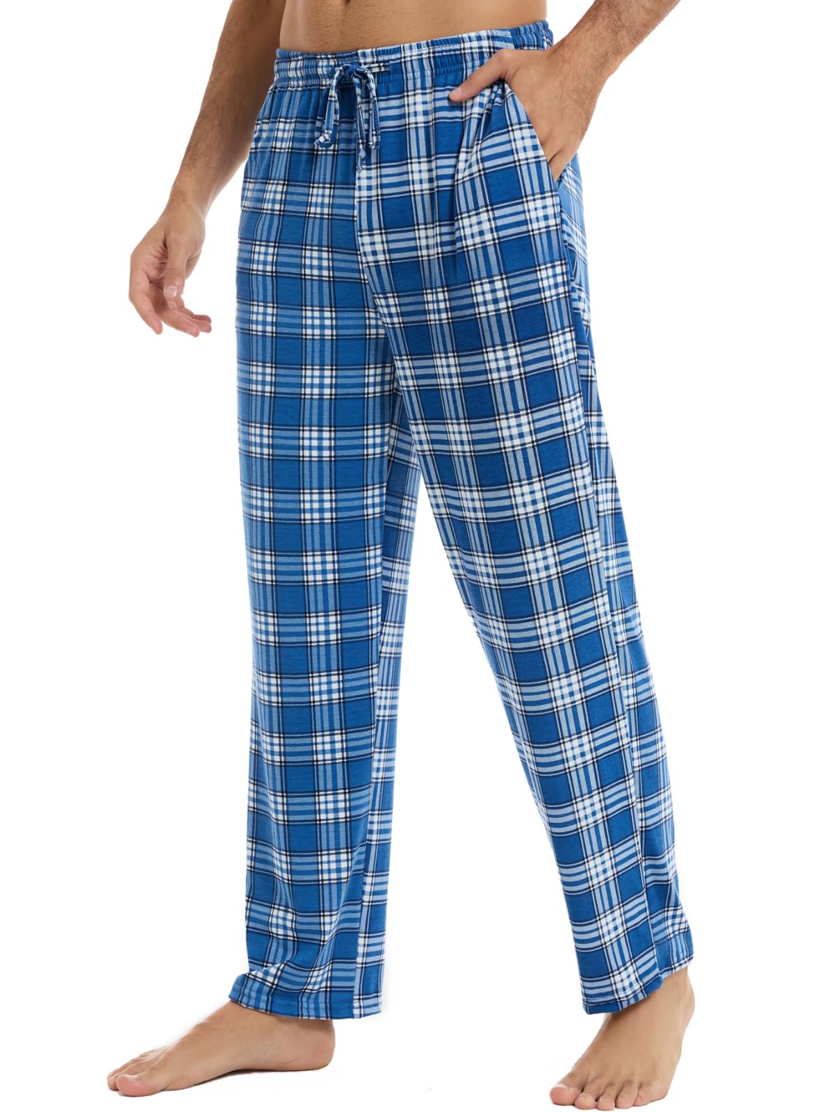 Dosieyeo Schlafanzughose Herren Lang Leicht Luftig Pyjamahose mit Taschen Locker Loungehose mit Gummibund Freizeithose, M-3XL