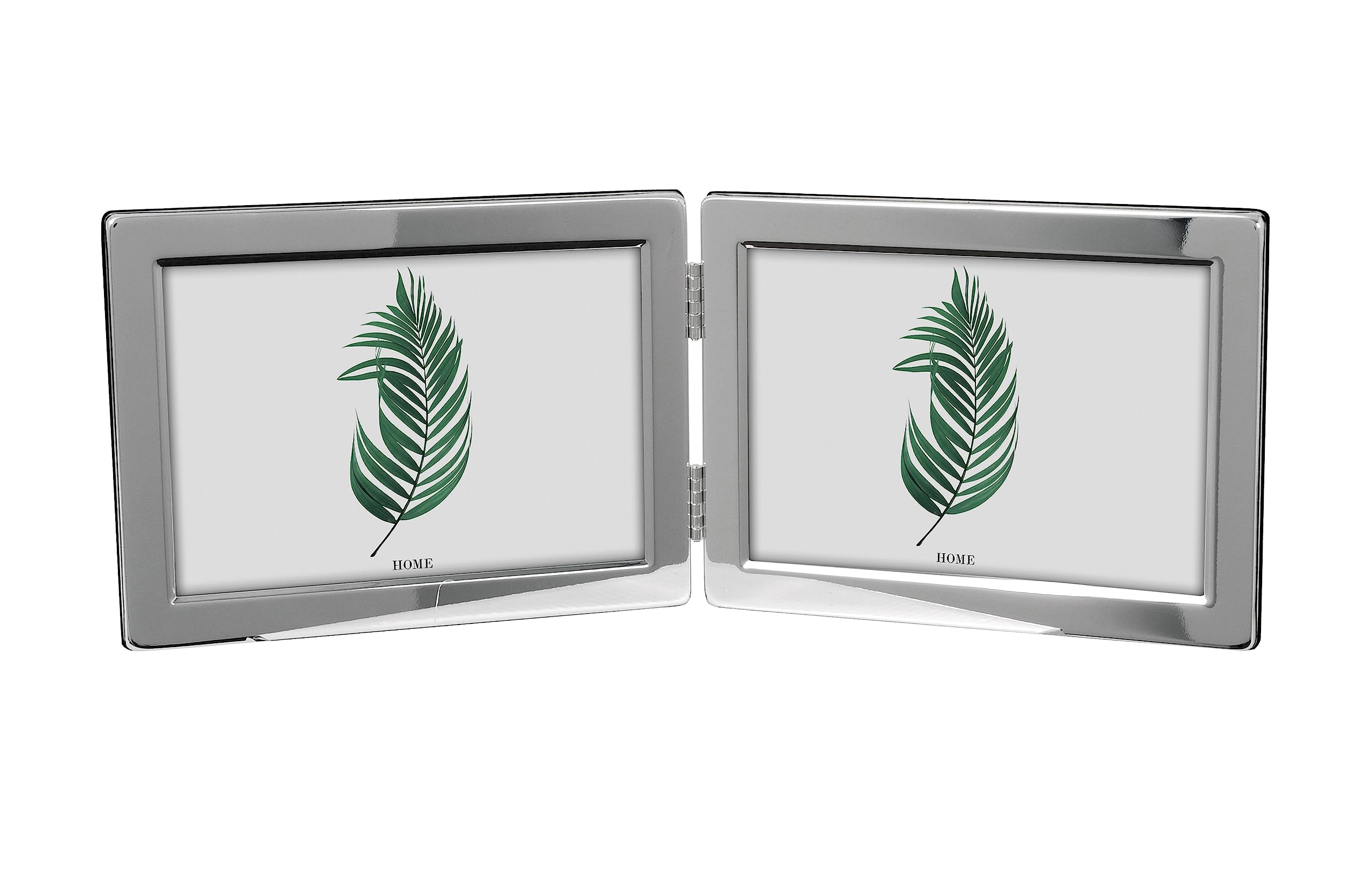 Inov8 Framing Tarnish Resistant Silver Plated Picture Frame - Narrow Edge Double Frame Design for Two Photos 7x5 Inch (18x12cm) Landscape