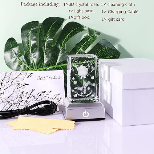 Miniatura 5 de YWHL Cristal romántico grabado en 3D con texto en inglés "I Love You", regalos para su novia, esposa, en aniversario, día de la madre, regalos de
