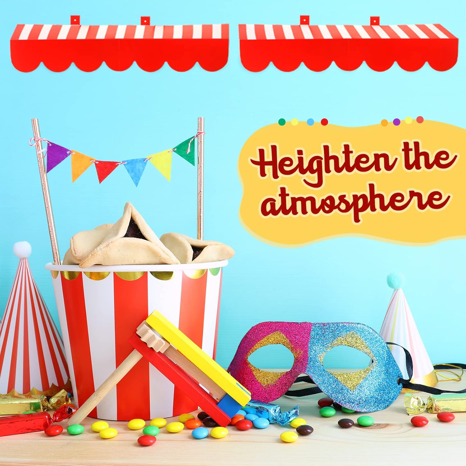 KJOET カーニバルテント 3D オーニング壁装飾 ストライプ ペーパーオーニングサーカス 誕生日 キャンディパーティー装飾 カー