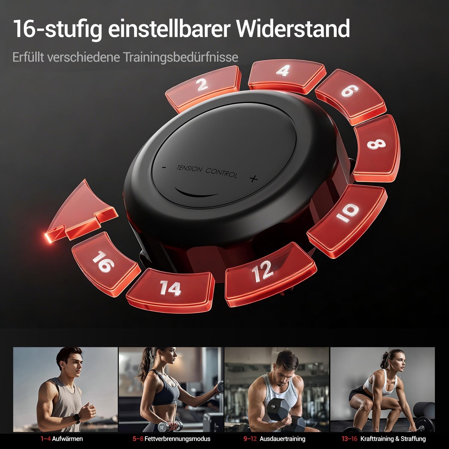UMAY Crosstrainer per casa, ellittica magnetica 3 in 1, ultra silenziosa, con 16 livelli di resistenza, lunghezza del passo di 40 cm, maniglie per la frequenza cardiaca, monitor LCD, portata 159 kg