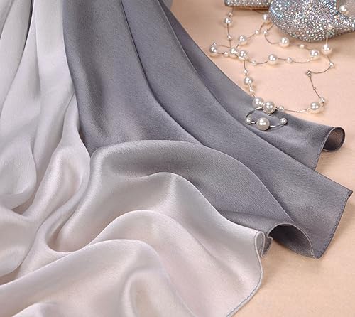 Miniatura 7 de K-Elewon Bufanda de seda para mujer, bufandas de colores degradados, bufandas de moda, bufandas largas y ligeras para mujer, H12