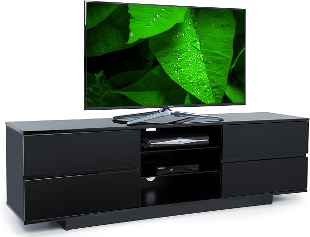 Centurion Avitus Gloss Black Designer Stand upto 65inch Flat Screen LED and LCD TV Cabinet