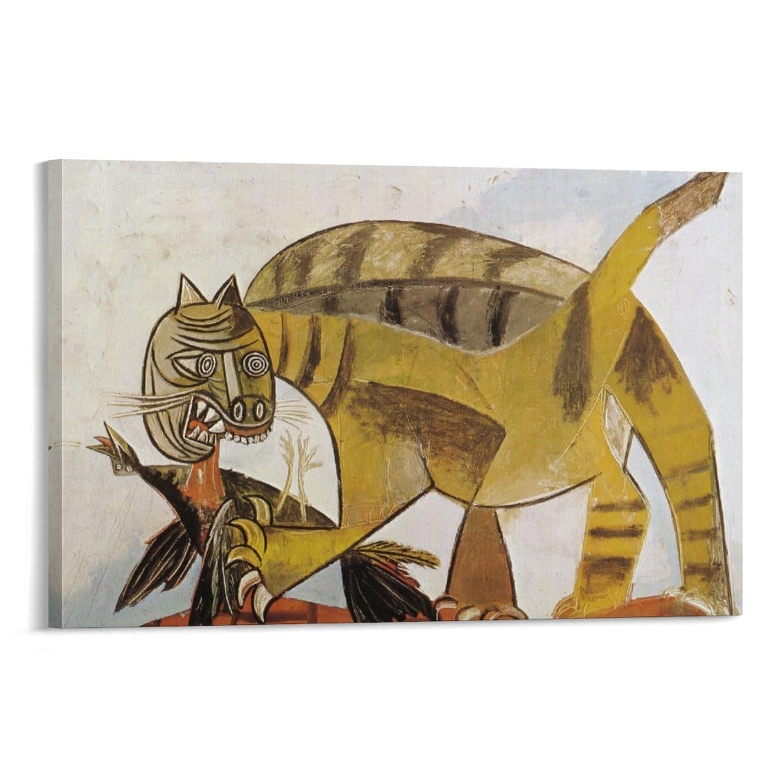 Amazon.co.jp: パブロ・ピカソ鳥を捕らえる猫素晴らしい絵画 ポスター