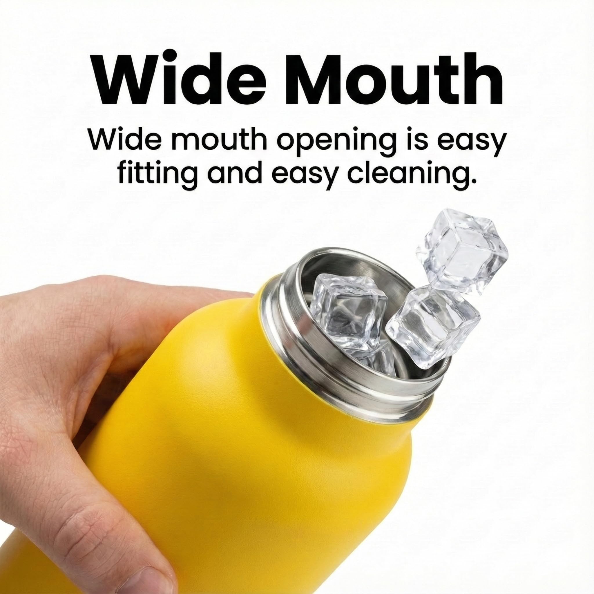 Mondello Borraccia termica in acciaio inox con cannuccia e cinturino (giallo, 750 ml) – thermos a doppia parete, ermetica, senza BPA, per bevande calde e fredde