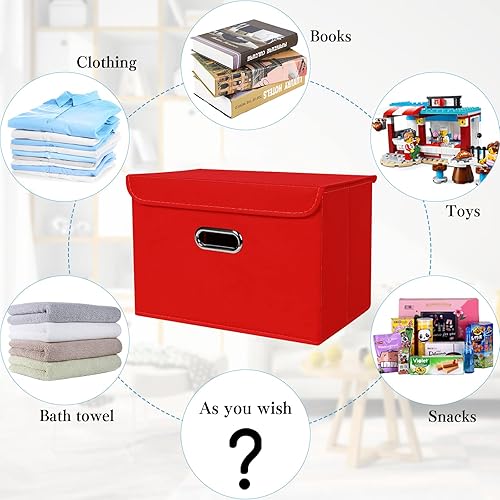 Vista 88 de STOREONE Contenedores de almacenamiento de tela, contenedor organizador plegable con tapas y asas de metal, para el hogar, dormitorio, armario, 3