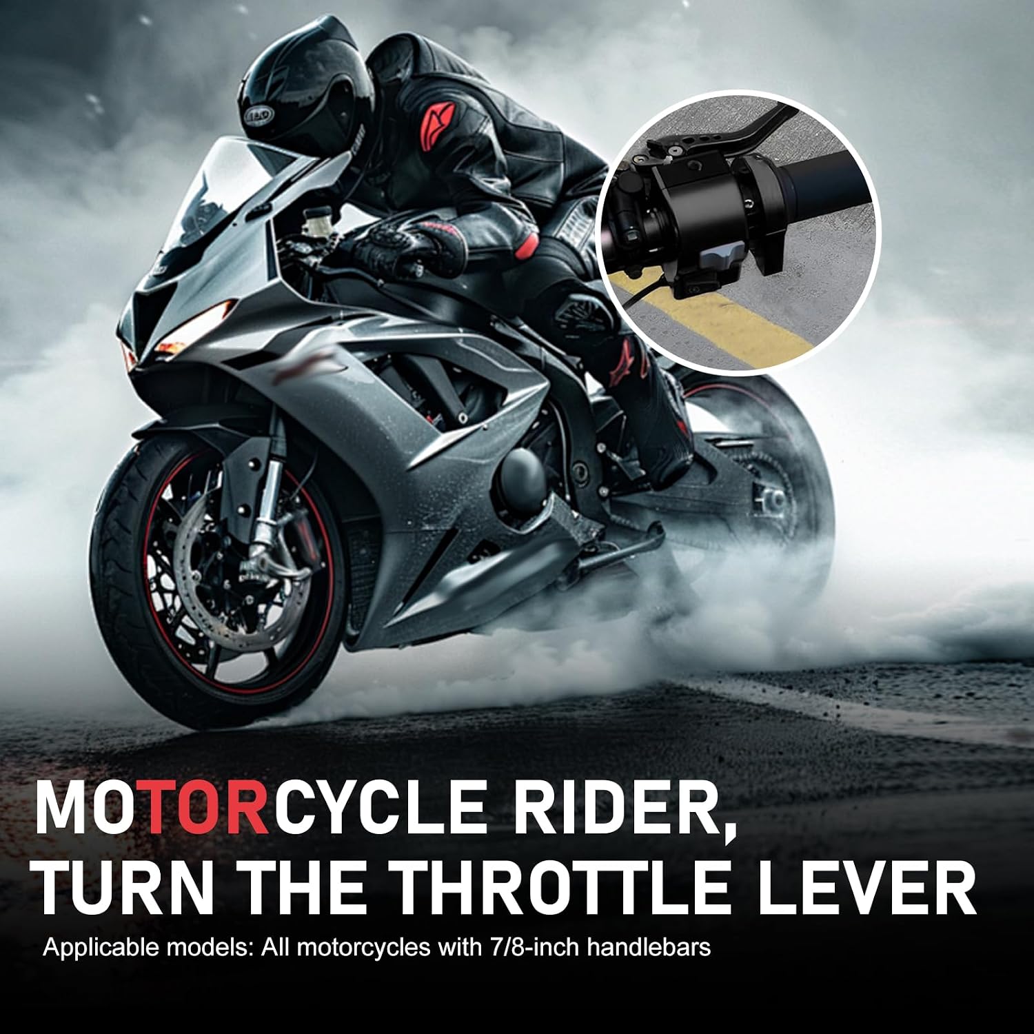 7/8 "Alloy Motorcycle Throttle Handlebar, CNC Quick Throttle Twist Grip, Motorbike Accelerator Handle Grip, Universal for Most Motorcycles Scooters (Black)