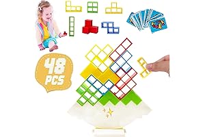 48-Piece Tetris Jenga Stacking Game for Strategy, Skill, and Hand-Eye Coordination