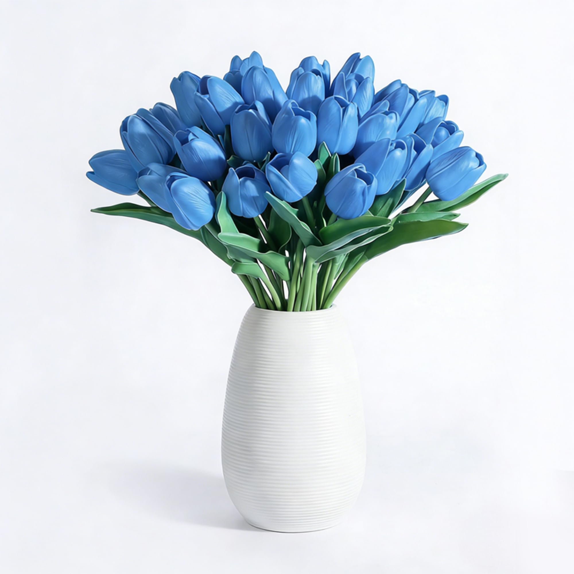 20Pcs Stems 13.5 Inch Light Blue PU Artificial Moisturizing Tulips, Faux Tulips Flowers for Thanksgiving Christmas Decorations Wedding Home Table Vase Floral Arrangements