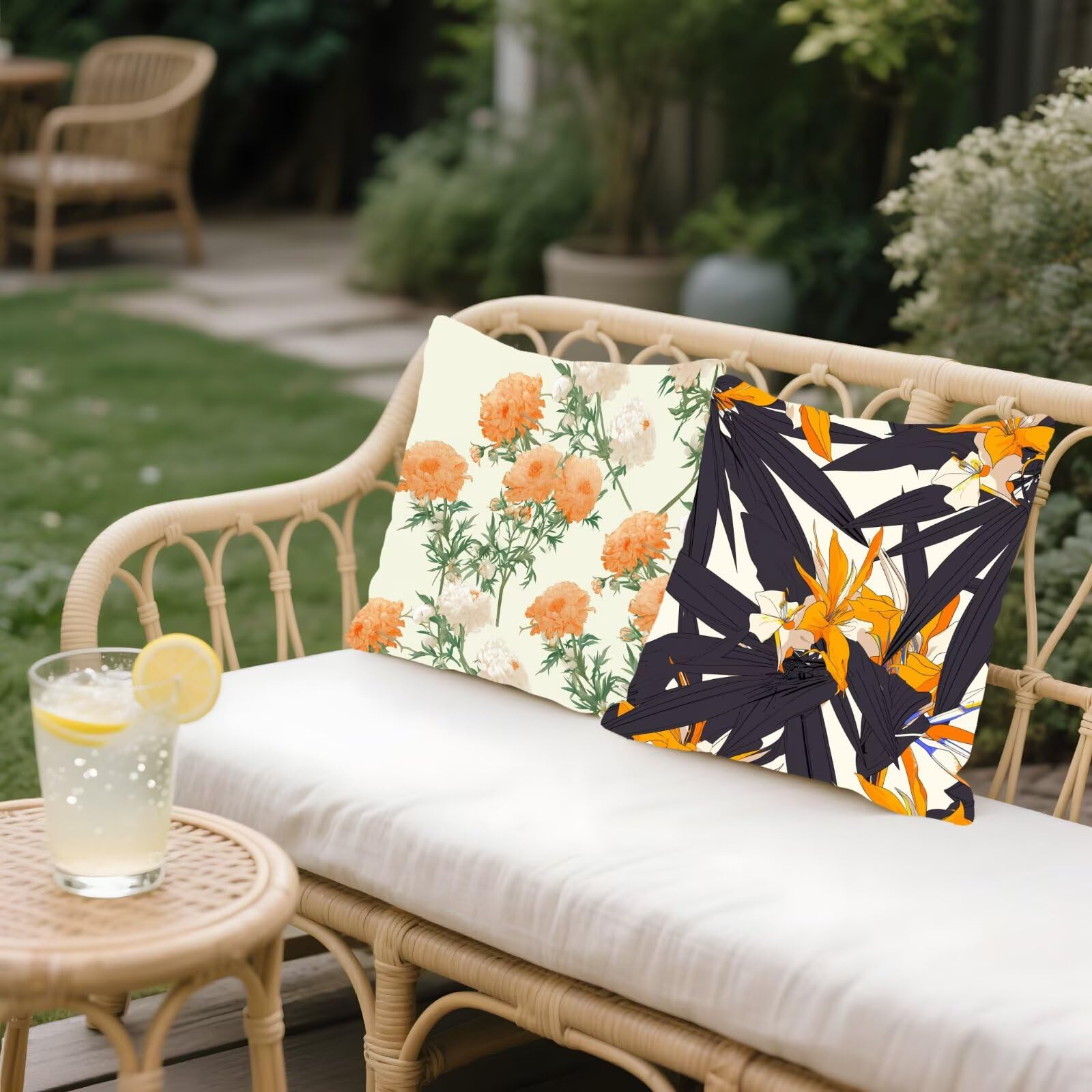 Federe Cuscini Divano 45x45cm, Federa Cuscino Giallo Fiori Quadrati Copricuscini Super Morbido Copri Cuscini Per Divano, Cuscino Decorativo da Esterno Giardini, Per Soggiorno Camera Divani Sedie P-303