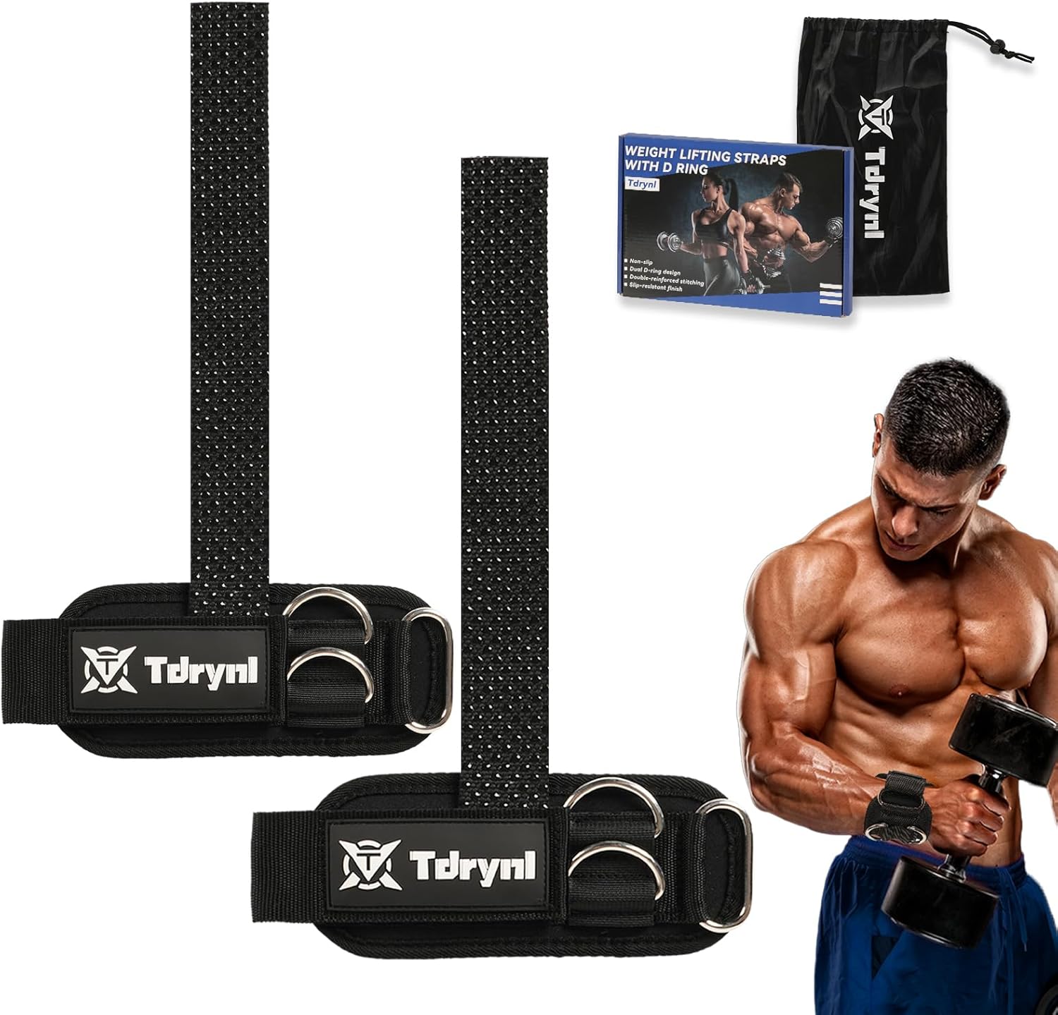 Lifting Straps with D Rings – Non-Slip Weightlifting Wrist Straps for Gym – Thick Padding & Reinforced Stitching – Secure Fit for Men & Women – Lifting Straps Gym & Workout