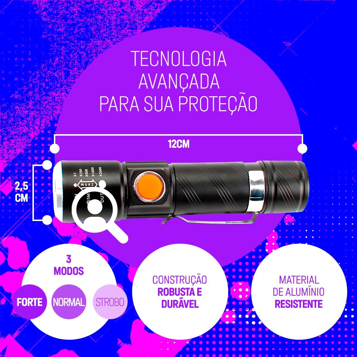 Lanterna LED UV Luz Negra Ultravioleta Recarregável Potente Caça Escorpião Inseto Aranha Urina Gato Pets Manchas Animais