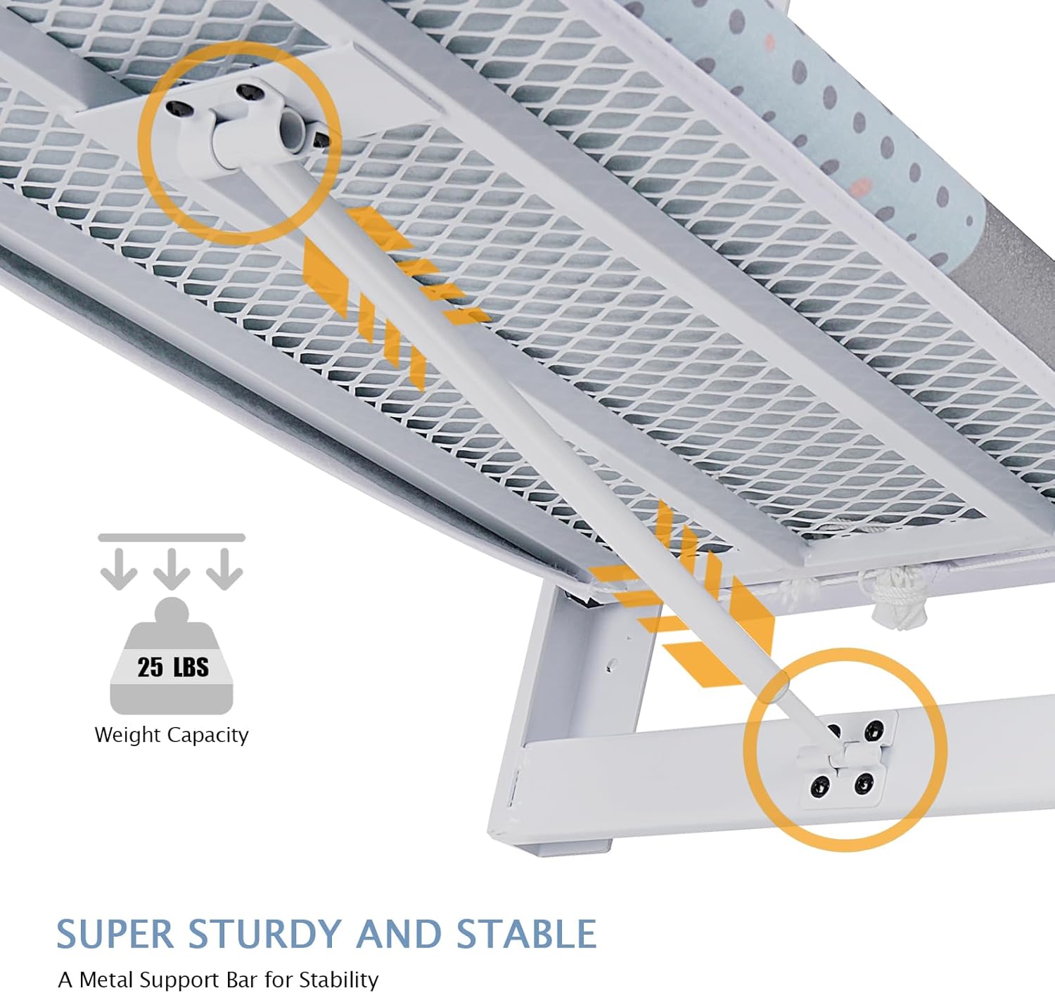 SheeChung Wall Mount Ironing Board 36"X12",Compact Wall Ironing Board with Removable Cotton Cover,Fold Down Iron Board for Small Space,Easy-Release Lever,Blue Dots