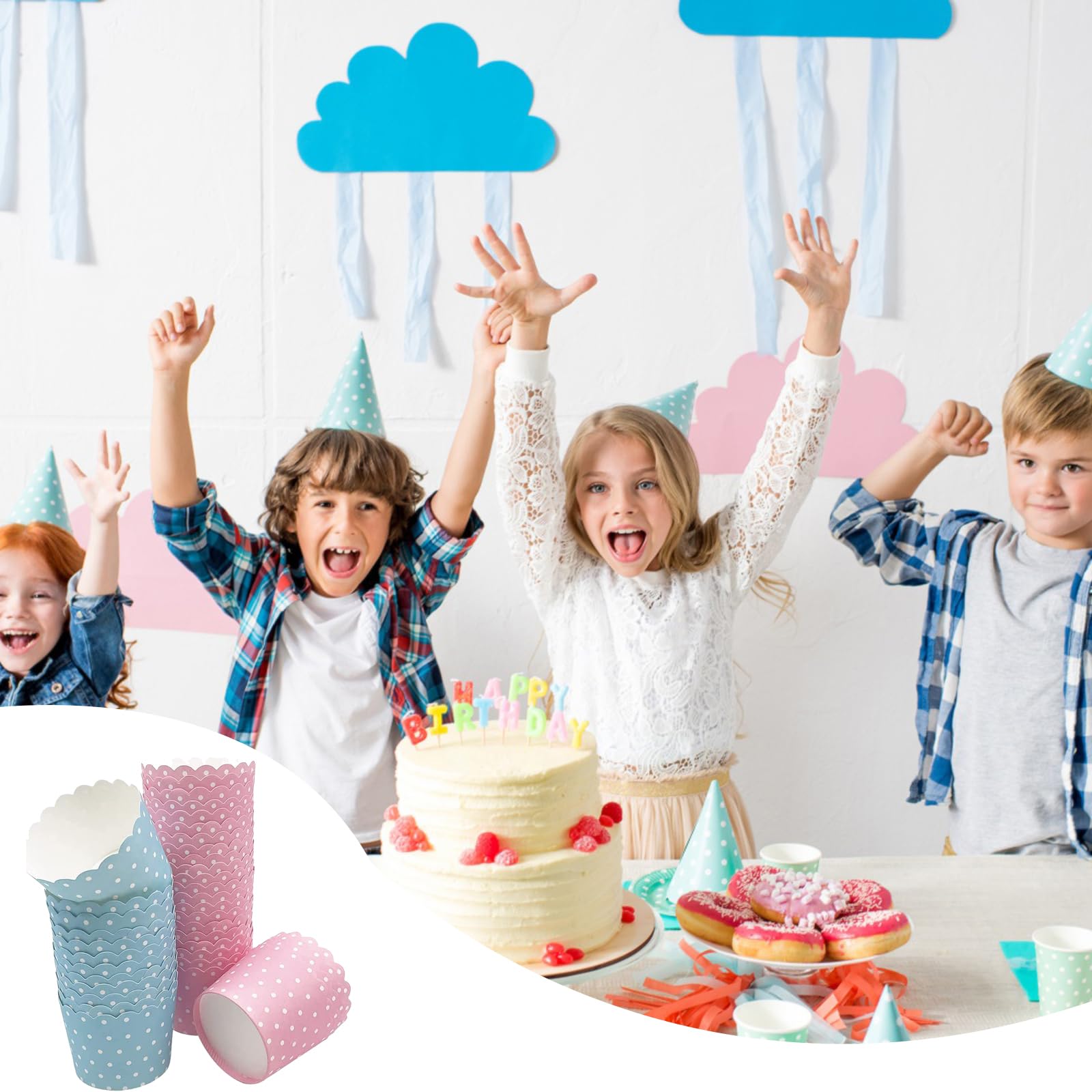 Caissettes Cupcake, 100 Pièces Rose Et Bleu Cupcake Wrapper