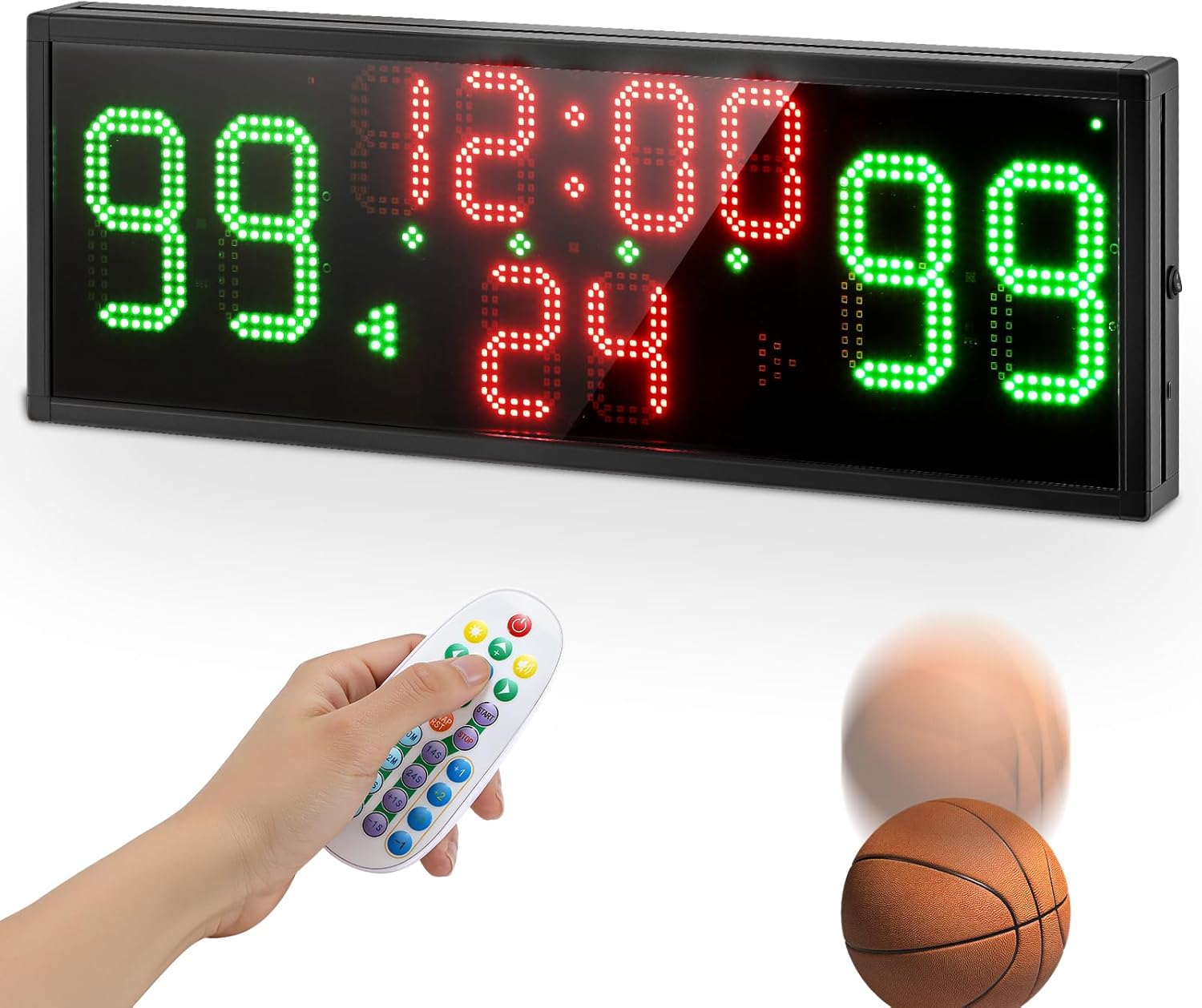 Ultra-Bright Cordless Basketball Scoreboard with Built-in Rechargeable Battery - 12-Min Game Timer, Dual 99-Score Display, Portable & Lightweight LED Scoreboard for Indoor/Outdoor Sports, Family Games