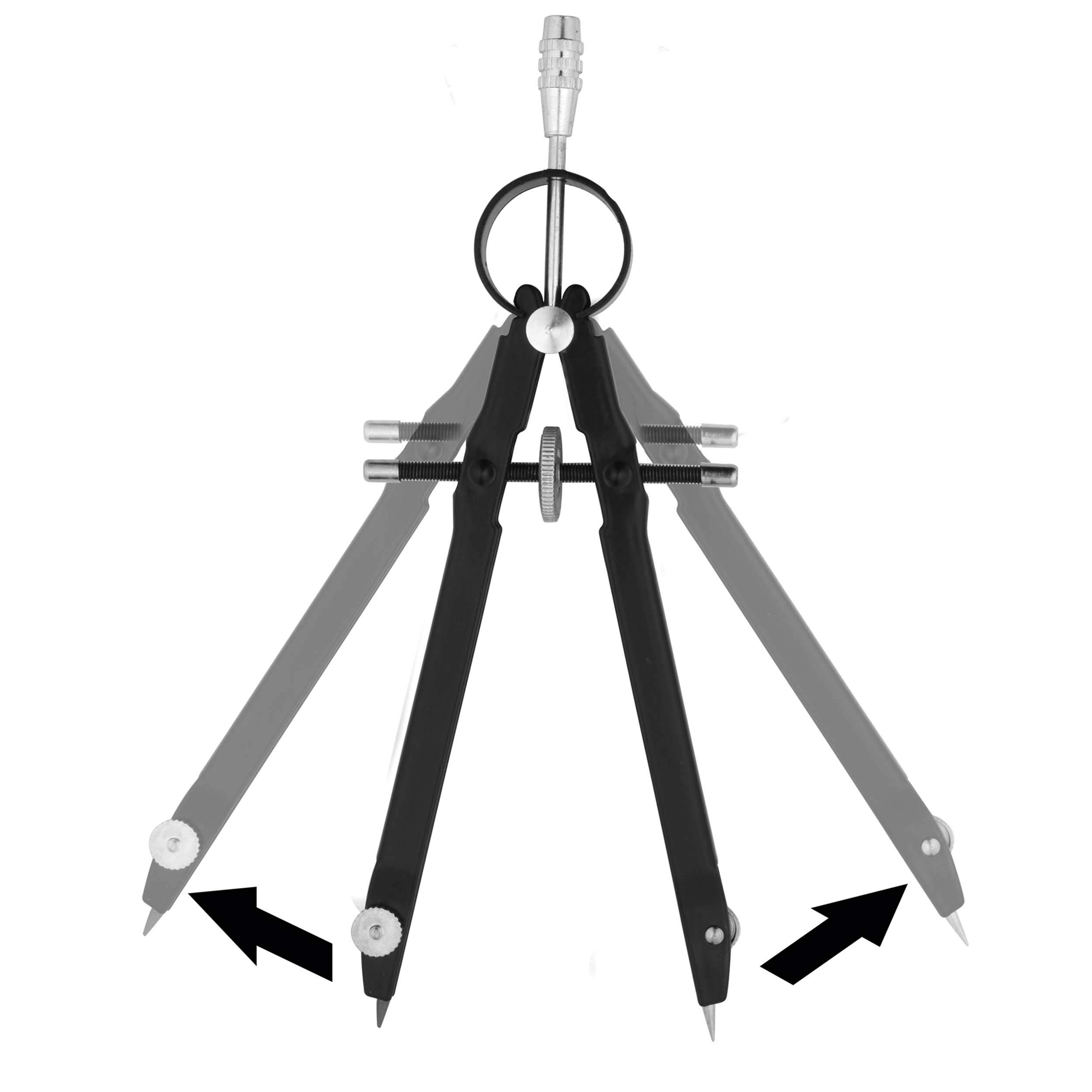 5 Piece Geometry School Set,with Quality Compass, Set Squares