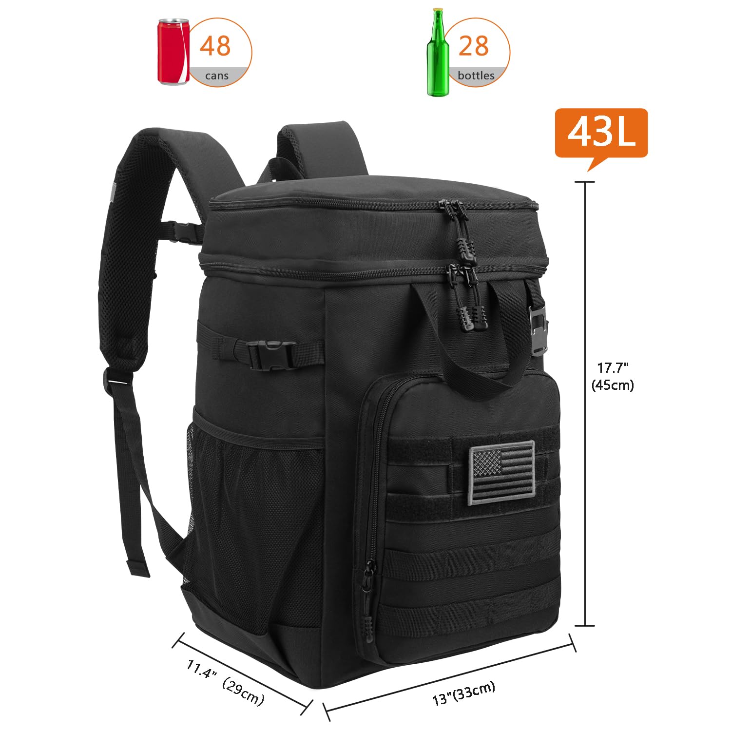 Borsa termica da picnic 43 l, borsa frigo grande per campeggio e spiaggia