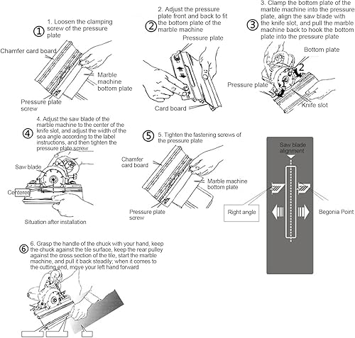 Miniatura 5 de Dispositivo de biselado multifuncional de la teja de cerámica 45, herramienta de la guía de la cortadora de piedra de escritorio con la rueda