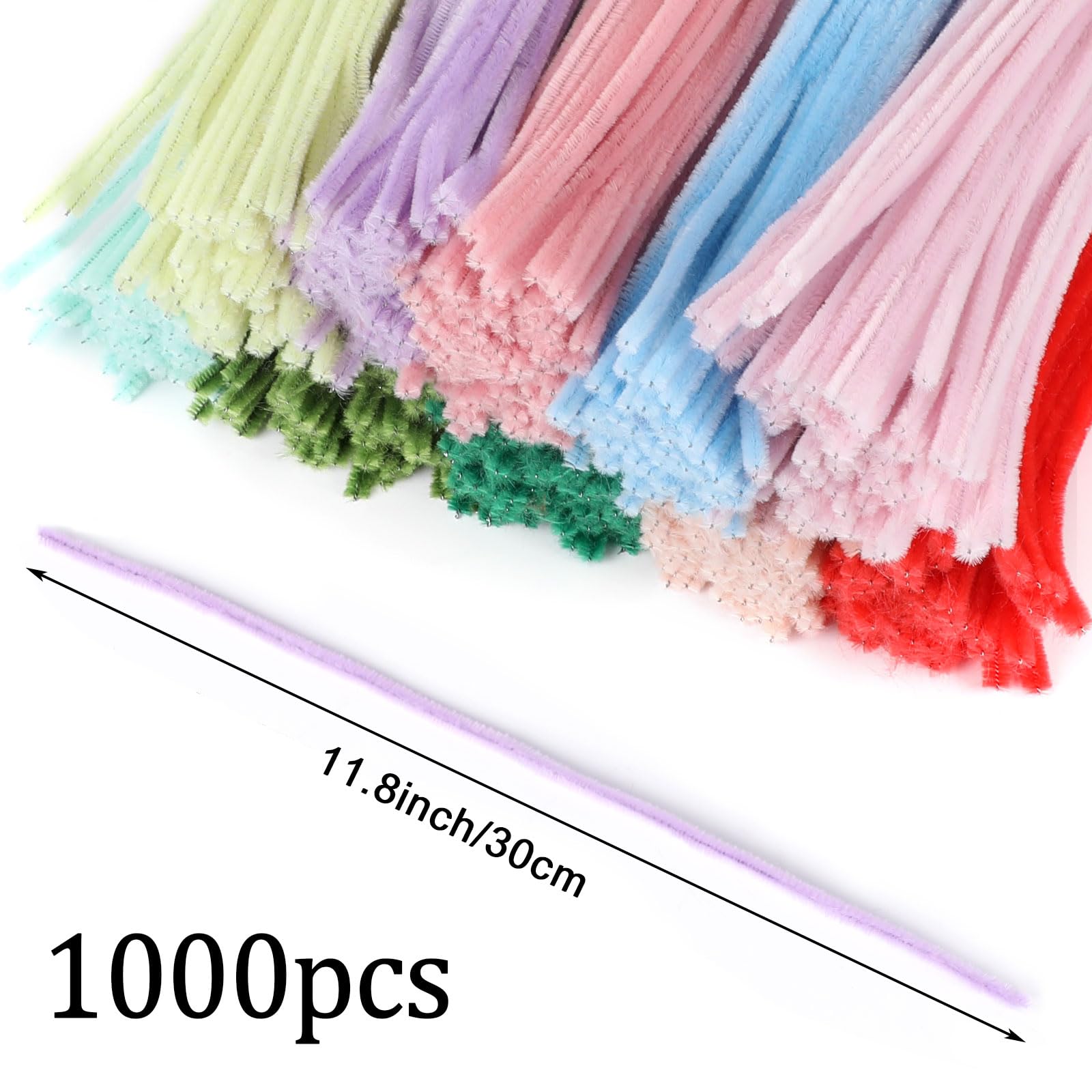 LOMIMOS Pfeifenreiniger zum Basteln, Pfeifenreiniger, Chenille-Stiel, bunt, für Kinder, Bastelbedarf, Zuhause, DIY, handgefertigte Kunst (10 Farben)