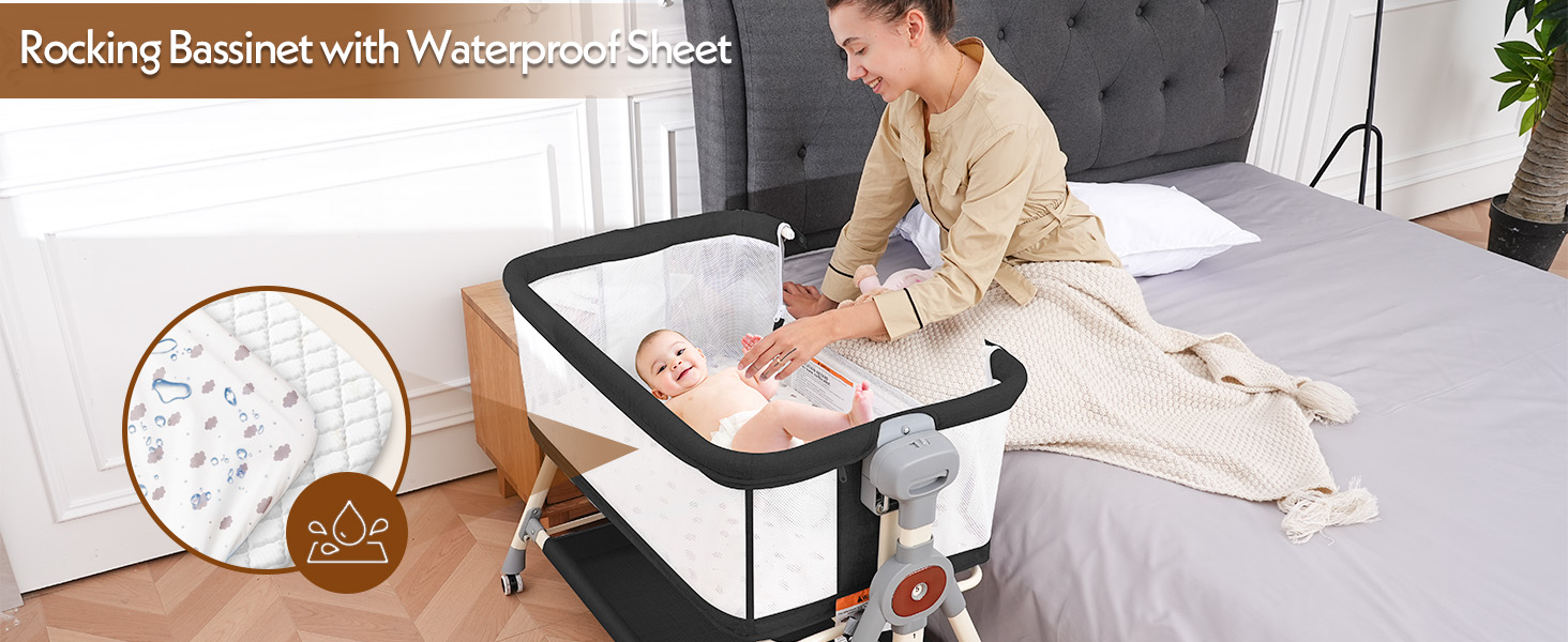 Berceau De Chevet Bébé Haibinsuo - Lit Portable à Roulettes, Hauteur Réglable, Avec Moustiquaire