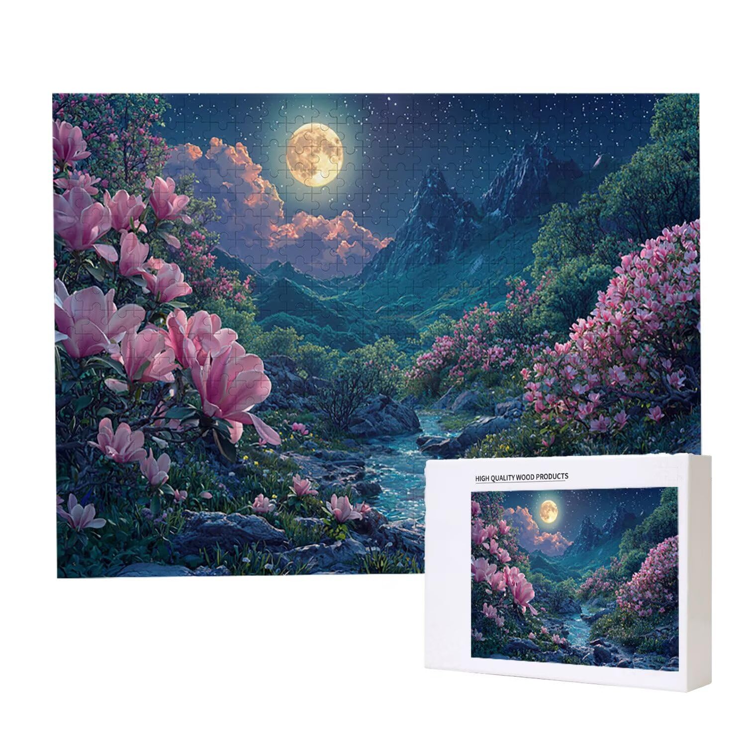 Puzzle dla dorosłych 1000 sztuk księżyc orchidea jadeit puzzle dla dorosłych gra edukacyjna wyzwanie zabawki 1000 elementów puzzli dla dorosłych dzieci, kolorowe puzzle DIY do wystroju domu 75x50cm