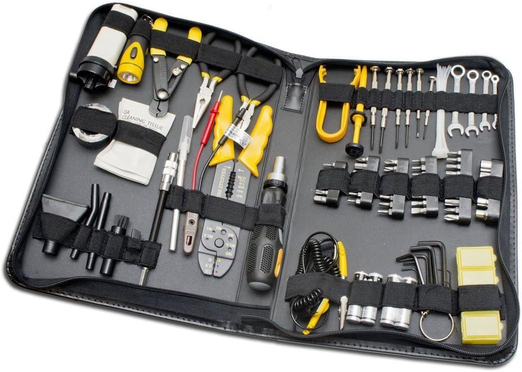 100 Piece Computer Technician Tool Kit for Repairing, Wiring, Cleaning, and Testing