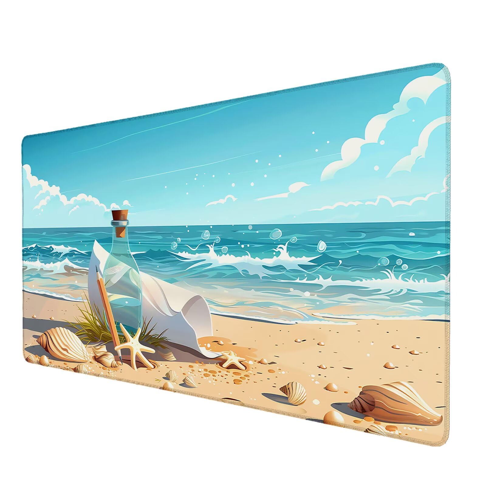 Podkładka pod mysz XXL 1000 x 500 mm, podkładka pod mysz plażową, podkładka pod mysz do gier z antypoślizgową gumową podstawą, butelka na biurko ze zszytymi krawędziami, XXL podkładka pod mysz do gier