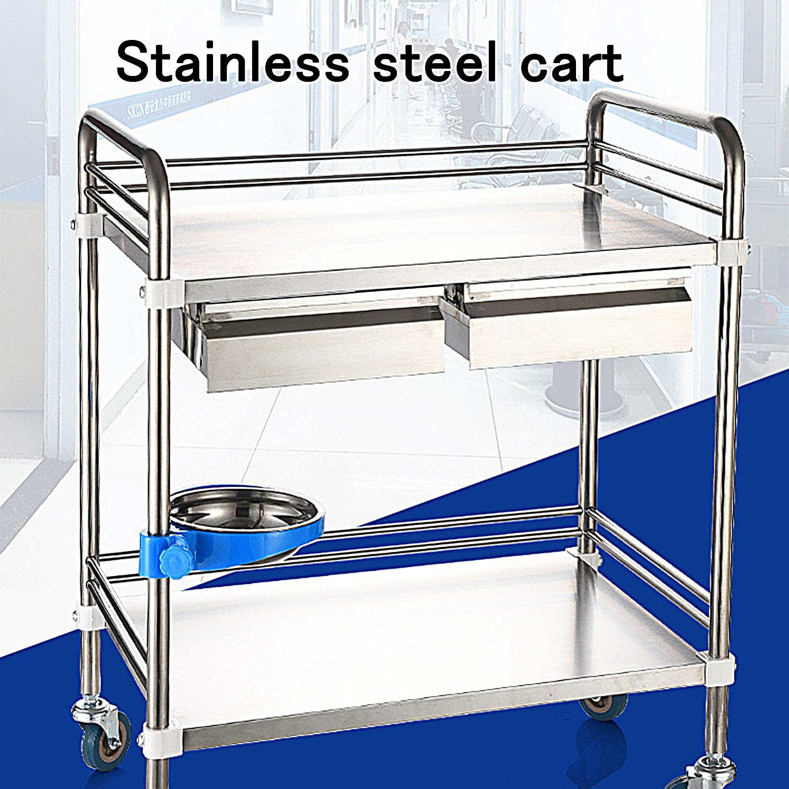Carrello portautensili su Ruote Carrello portautensili in Acciaio Inox Organizer per riporre Utensili per Officina Meccanica Garage Magazzino Officina di Riparazione,50 * 40 * 86cm