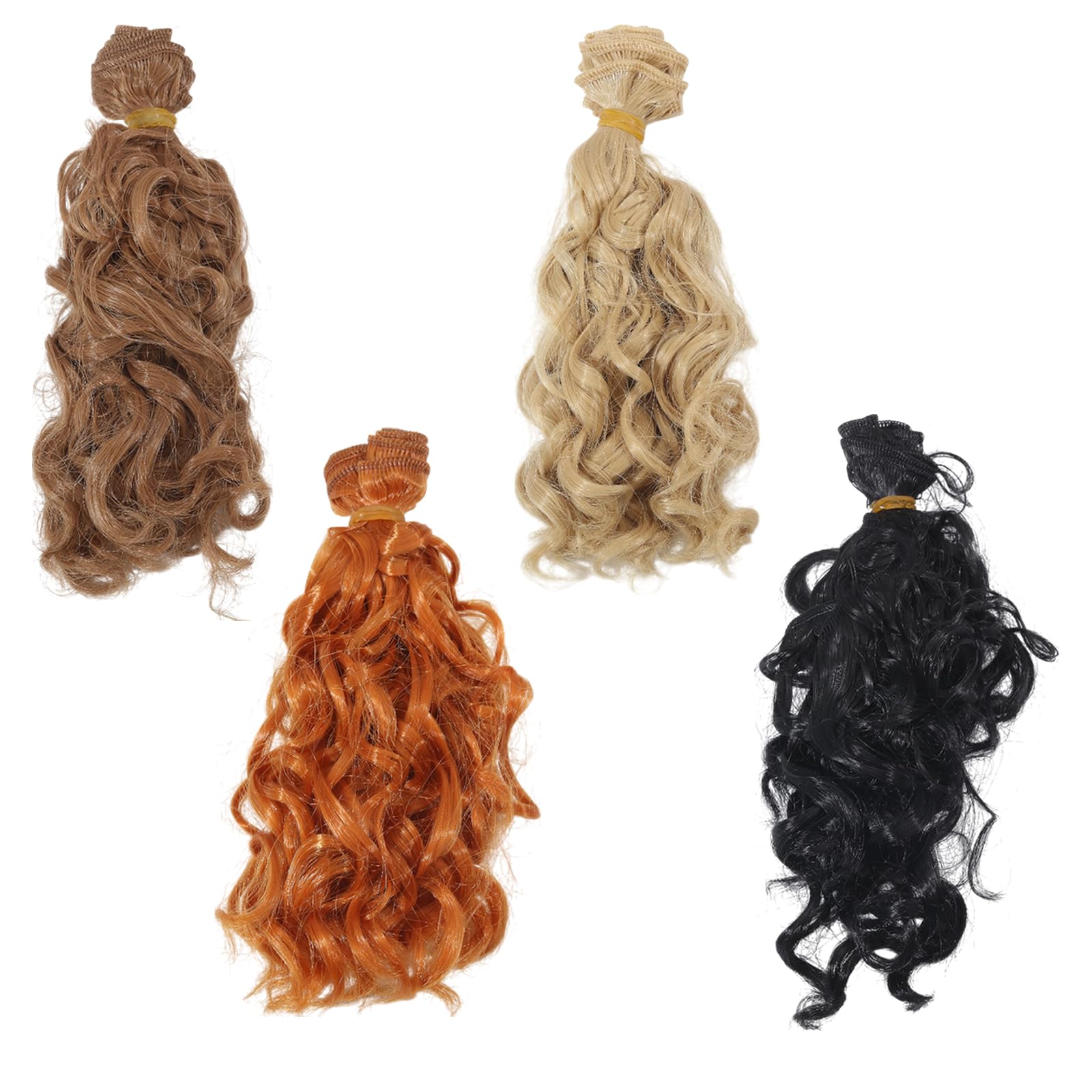GLOBLELAND 4 pz 4 Colori Bambola Parrucca Riccia Capelli 100cm /40 Pollici Lunghi Estensione dei Capelli della Bambola per Fai da Te BJD Accessori per La Fabbricazione di Bambole