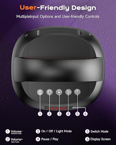 Miniatura 7 de Altavoz Bluetooth para fiestas de hasta 40 W de pico de sonido, luces LED dinámicas, 8 colores vibrantes y 5 modos de luz, ranura micro SD, entrada