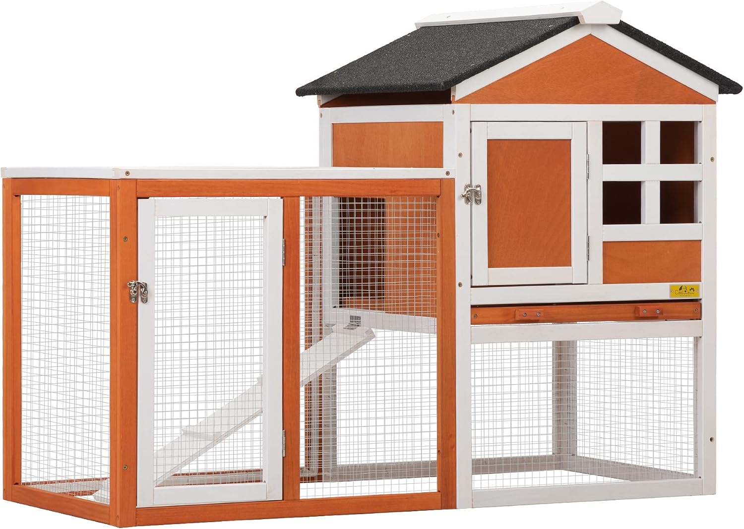COZIWOW Wooden Rabbit Hutch Bunch Cage Indoor/Outdoorwith Openable Roof, Rabbit Pet House Guinea Pig Hutch Quail Cage with Run, Ramp,…