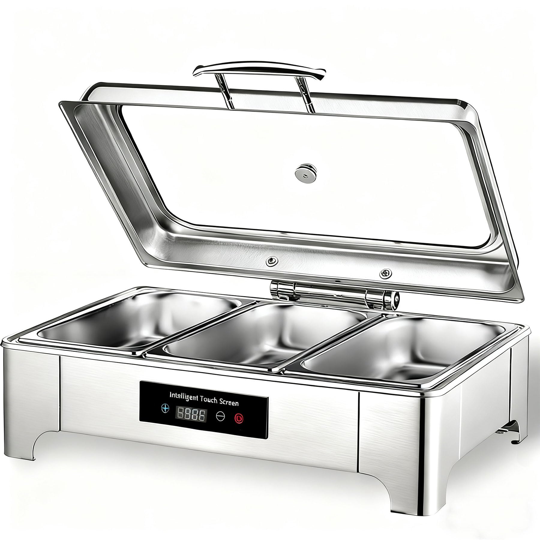 Chafing Dish Elektrisch, 9L Edelstahl Speisewärmer Buffetwärmer (GN1/3) | Speisenwärmer Elektrisch mit Touch-Temperaturregelung, Warmhaltebehälter Essen Elektrisch für Buffet und Party