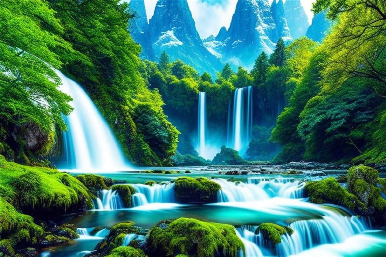 Puzzle dla dorosłych 1500 elementów - DIY Puzzle Green Grove Waterfall - wymagająca sztuka, puzzle do zabawy edukacyjnej dla całej rodziny jako dekoracja ścienna i prezent