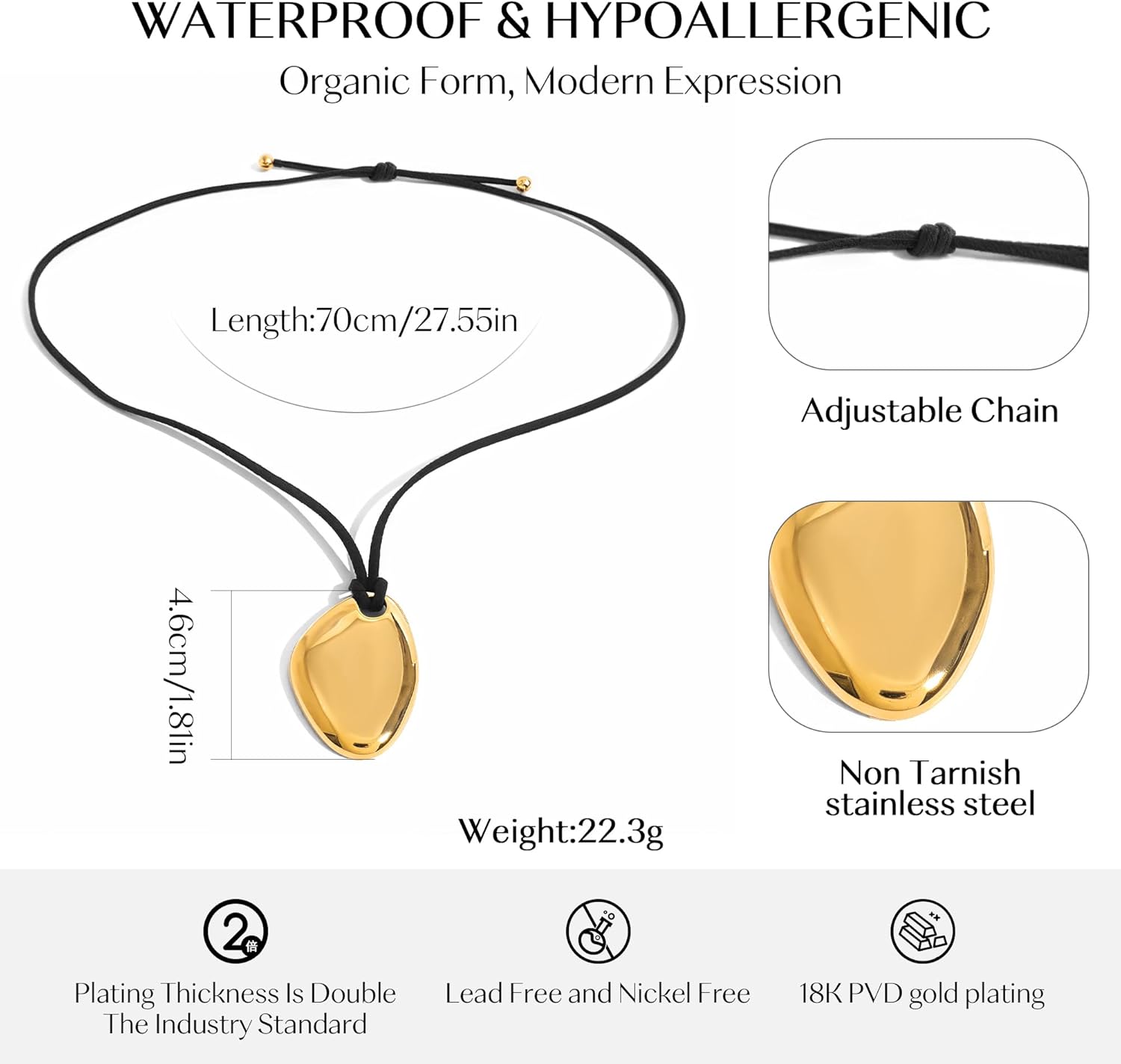 Chunky Gold Necklace with Star Pendant for Women,18K Gold Plated Stainless Steel Sweatproof Non Tarnish Hypoallergenic Chain,Trendy Chunky Necklaces for Women,Star Necklace Fashion Statement Jewelry - Image 5