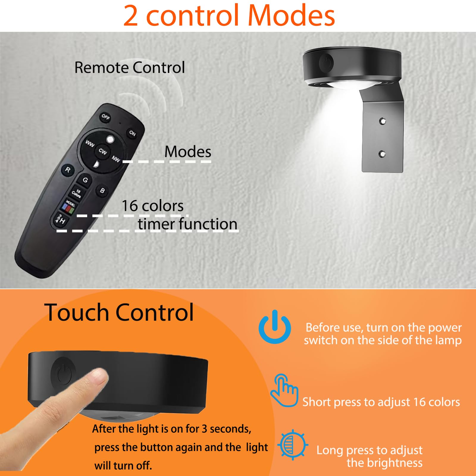 VIGMOJ 3Pcs Picture Lights for Wall 16 Lighting Modes Magnetic Art Display Light for Paintings with Remote Control Dimmable & Timer - Image 2
