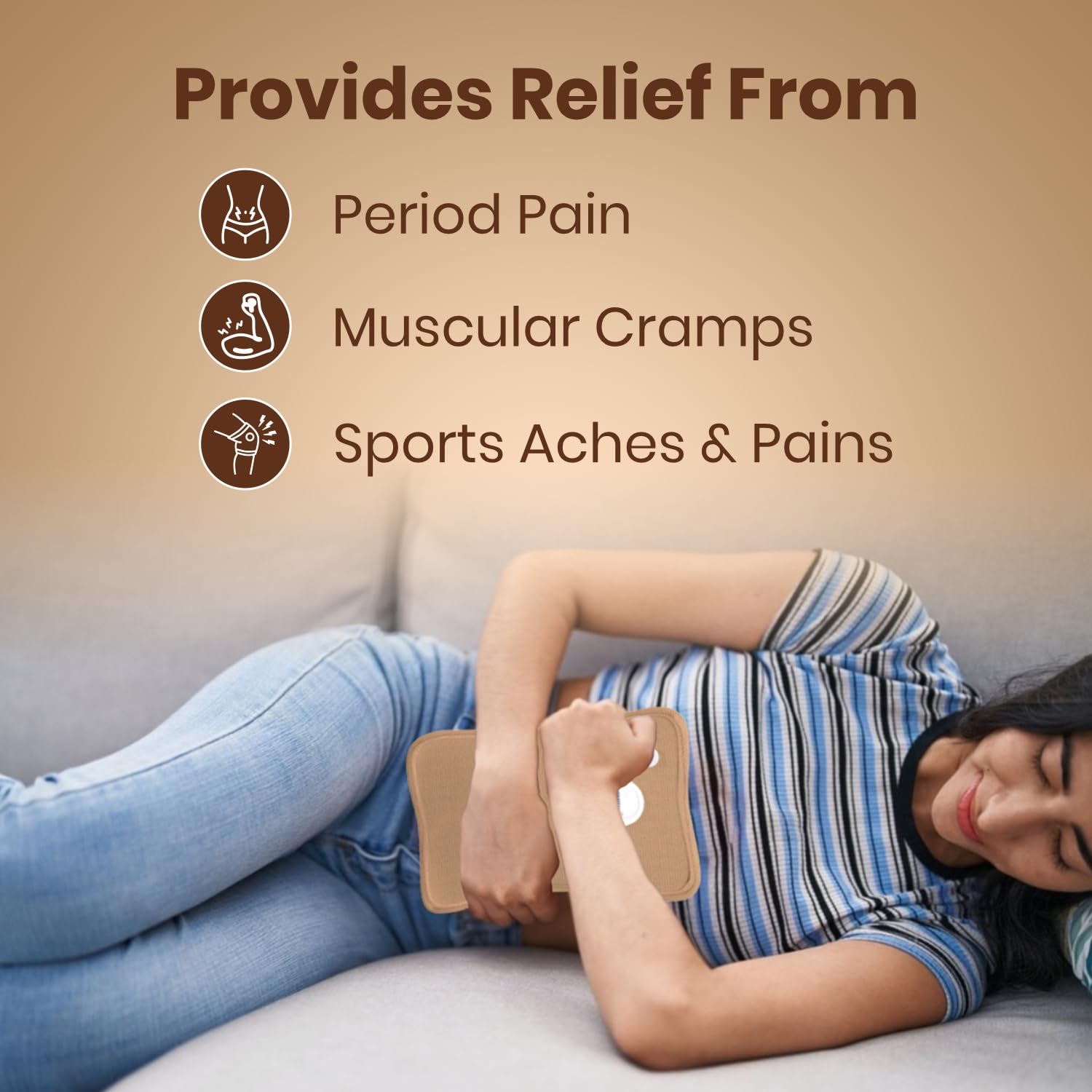 MEDTECH® Premium Electric Hot Water Gel Bag for Pain Relief | Reusable, Flexible Heating Bag for Period Cramps, Muscle Aches, Back Pain and Cold Relief | 6 Layers of Protection | Coffee Brown - Image 4 thumbnail