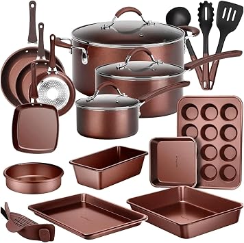 Kitchenware Pots & Pans Set Basic Kitchen Cookware, Non-Stick 20-Piece Set