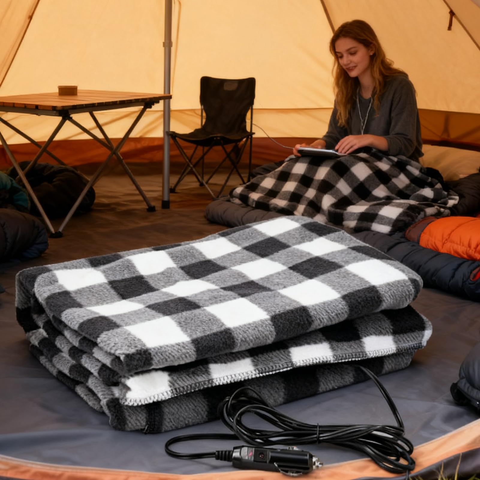 Coperta Riscaldante Per Auto Biancheria Da Morbida E Portatile Per Inverno | 12V Coperta Elettrica Riscaldante Per Auto Per Adulti Anziani Campeggio Pendolarismo Uscite Familiari