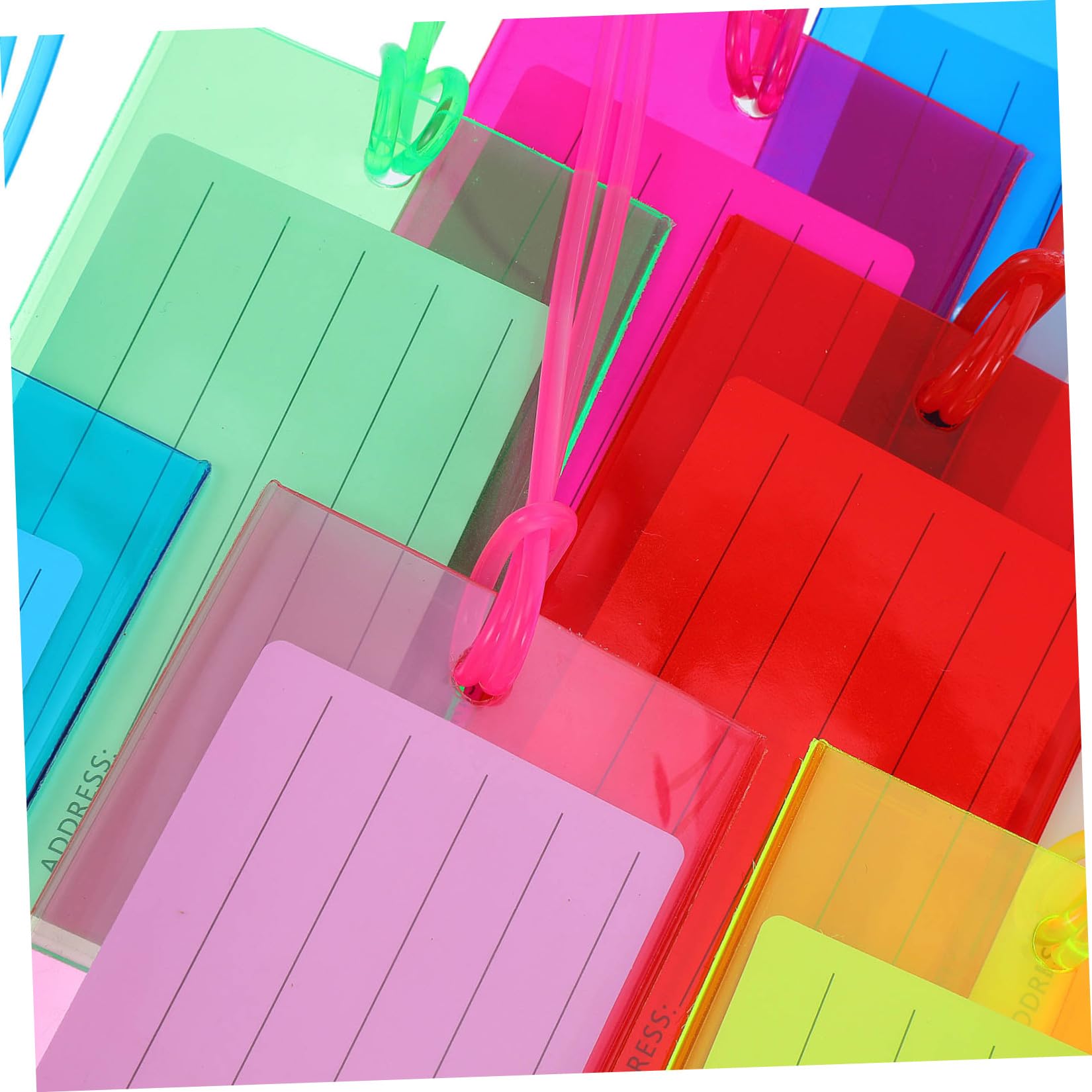 100 Pezzi Etichetta per Bagagli in Pvc Colorata con Finestra Trasparente e Passante Rinforzato, Visibilità Alta e Protezione Dati per Valigie e Zaini Durante Viaggi e Check-in