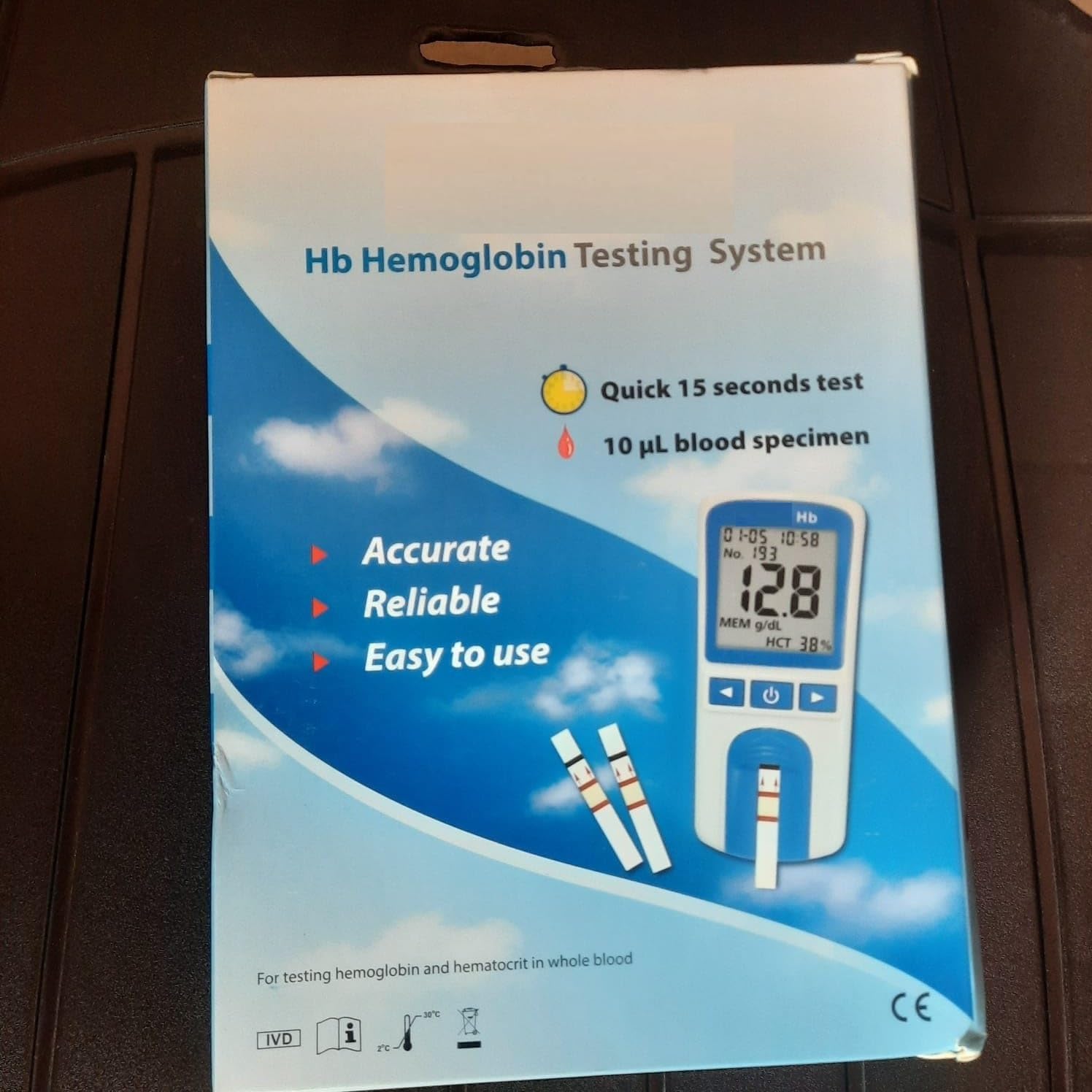 Medidor digital de hemoglobina Hb con 50 tiras de prueba (sin batería)