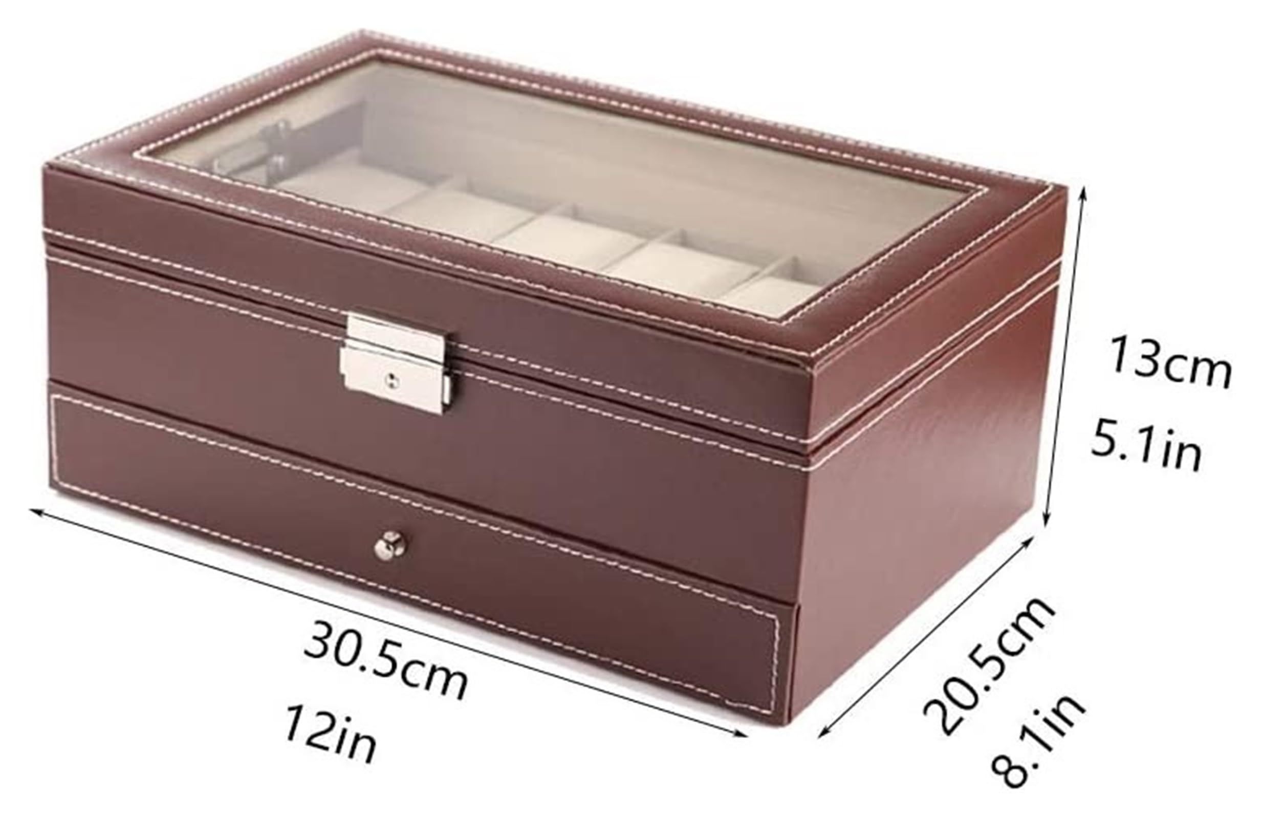 Uhrenbox, Schmuckschatulle, 2 Schichten, Uhrenschatulle, Schmuckschatulle, Organizer, groß, verspiegelte Uhrenaufbewahrung, Herren- und Damenaufbewahrung, Uhrenetui (A)