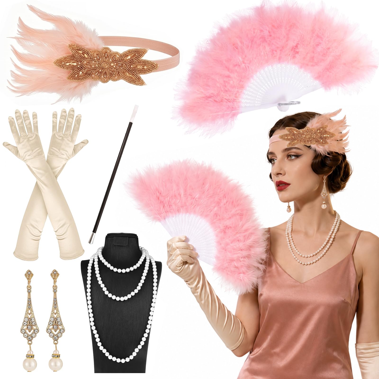 1920s Flapper Accessories Set for Women, Great Gatsby Costume Accessories