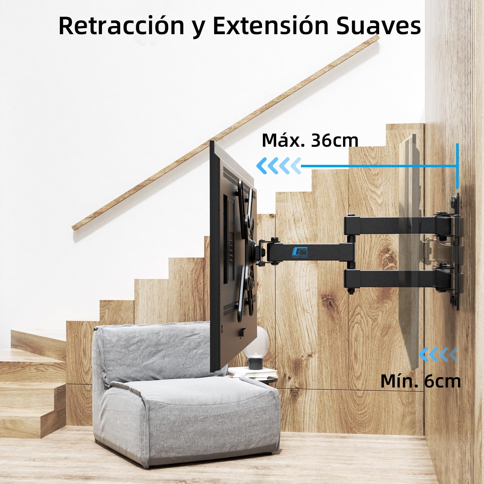 HOME VISION Soporte De TV Pared para 17-42 Pulgadas Television, Soporte TV Brazo Monitor Extensible y Giratorio, Soporte De Pared para Monitor De TV, hasta 20kg, VESA Máx. 200x200mm