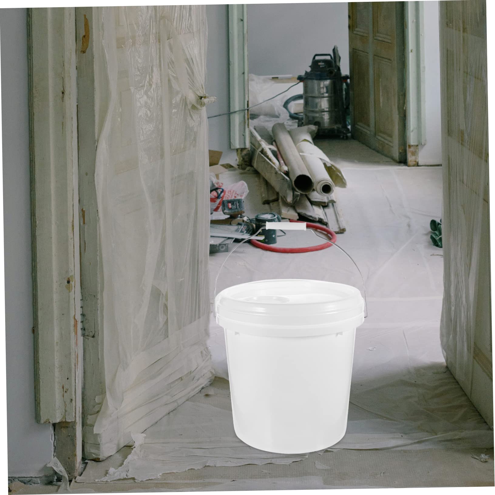 POPETPOP Cubo de Pintura Redondo de 10 litros White con Tapa Hdpe