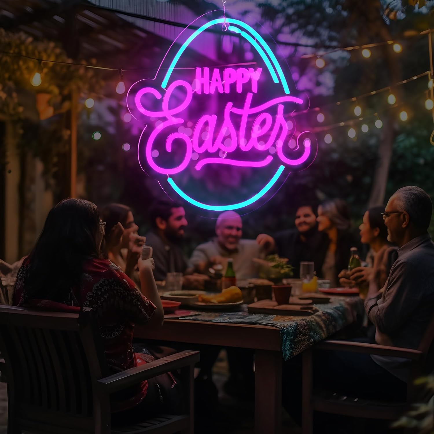 Baquler Easter Neon Sign for Wall Decor Egg Happy Easter LED Neon Light Window USB Powered for Wall Room Gift Party Decoration