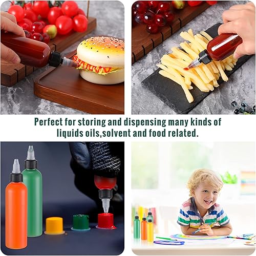 Miniatura 5 de Irenare Botellas de plástico para exprimir de 4 onzas a granel Boston dispensadoras de aceite para el cabello, botella exprimible de condimentos con