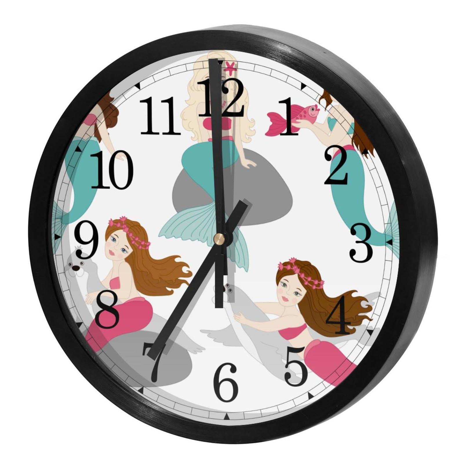 Horloge murale silencieuse à quartz ronde de 30 cm sans tic-tac pour salon et cuisine